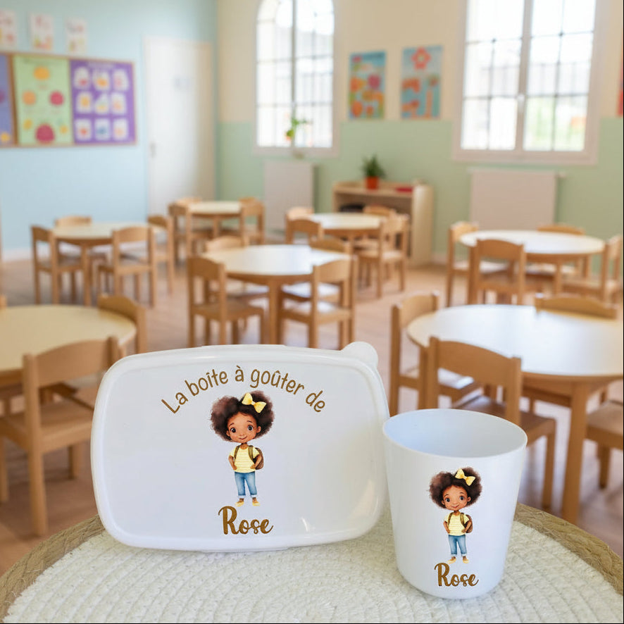 Boîte à goûter et gobelet personnalisés